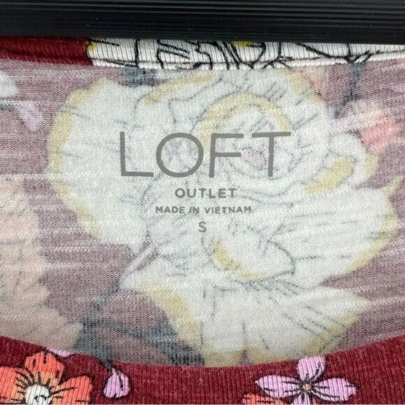 Loft Floral round neck tied sleeve Blouse Women's S 8732/b - Picture 6 of 8
